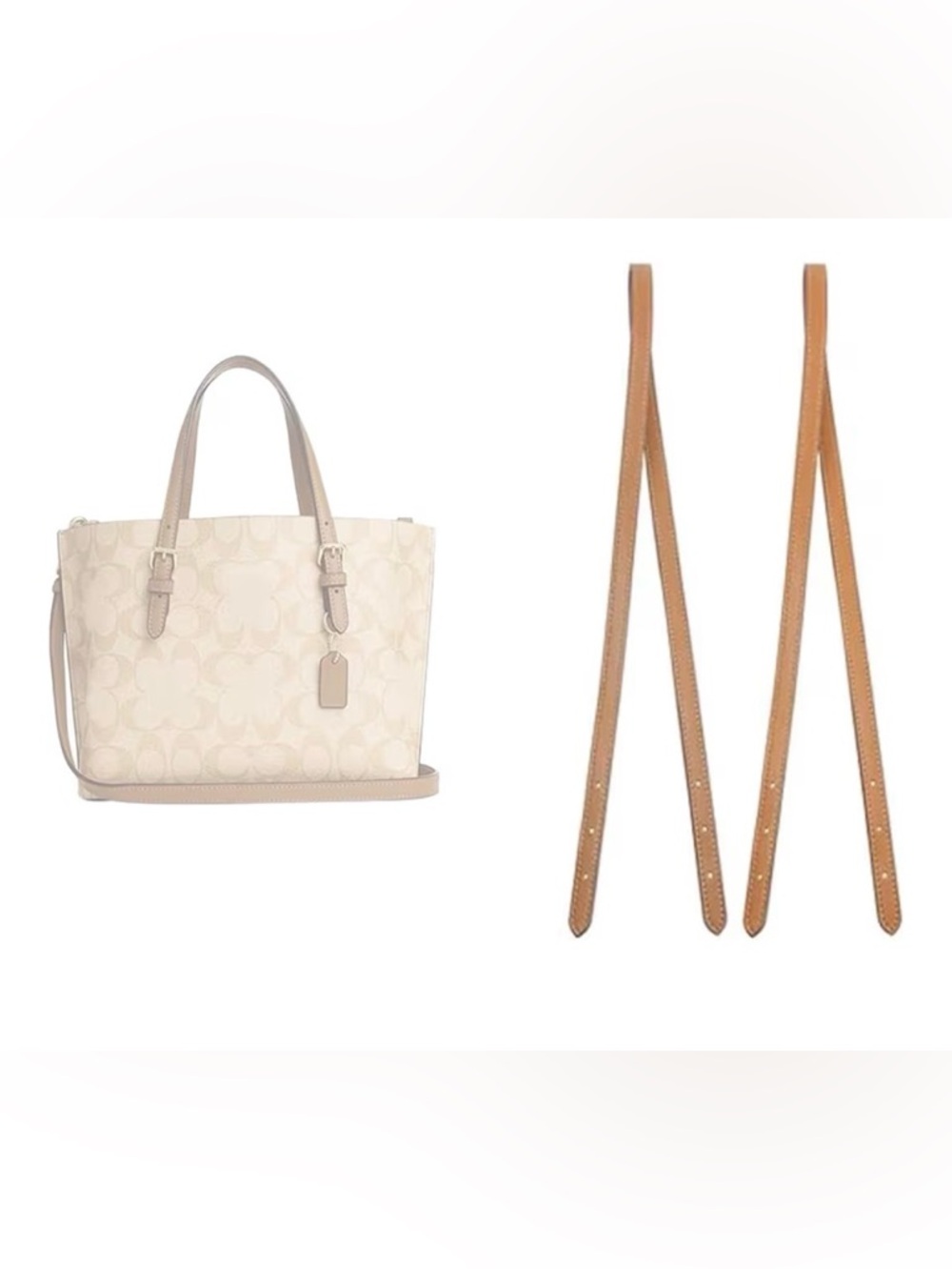 Replacement Tan Leather Bag Strap 2-Pack